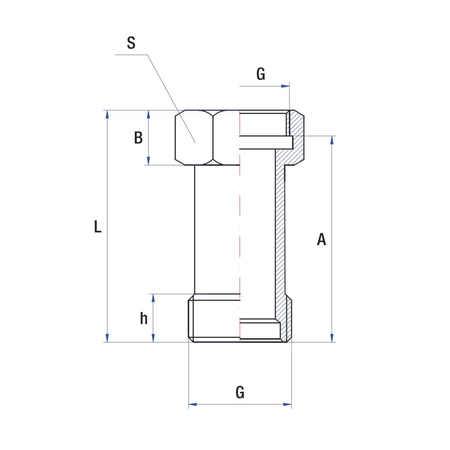 Przedłużka RUMET mosiądz 1'' x 1'' (GW x GZ), 60 mm