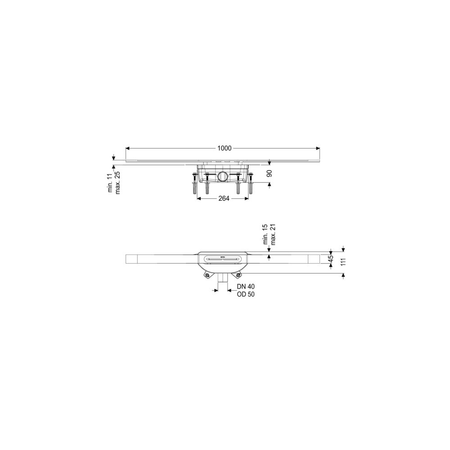 Linearis Infinity 90 Syfon z zamknięciem wodnym 50 mm, Szczotkowana powierzchnia - brąz, 1000 mm