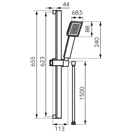 Natrysk przesuwny 1F SINUS, czarny