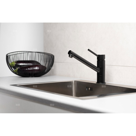 Bateria zlewozmywakowa stojąca KFA Armatura ANDRA, obrot. wylewka, kolor czarny, mosiądz