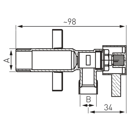 Zawór wodny FERRO Kątowy z głowicą ceramiczną GZ 1/2'' x GZ 1/2''