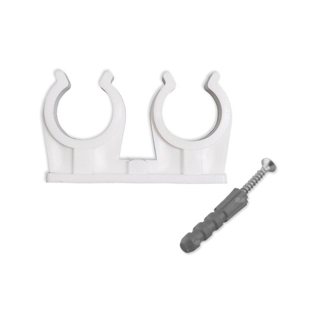 Uchwyt podwójny do rur ze śrubą i kołkiem 18 ( 1 op. 50 szt. ) 