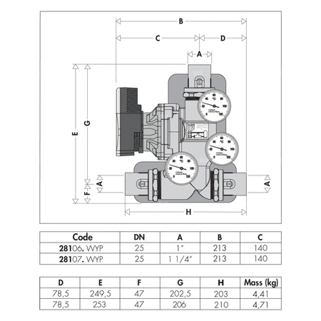 Grupa pompowa do cyrkulacji czynnika grzewczego 1" 60 st. WYP