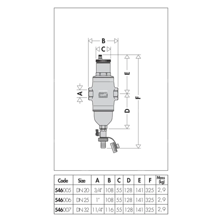 Separator CALEFFI DISCALDIRT, 10 bar / 110'C, 1 1/4'' (GW)