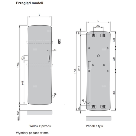 Grzejnik elektryczny ZEHNDER Folio Glass 1796 x 441 mm, kolor biały, moc 650 W