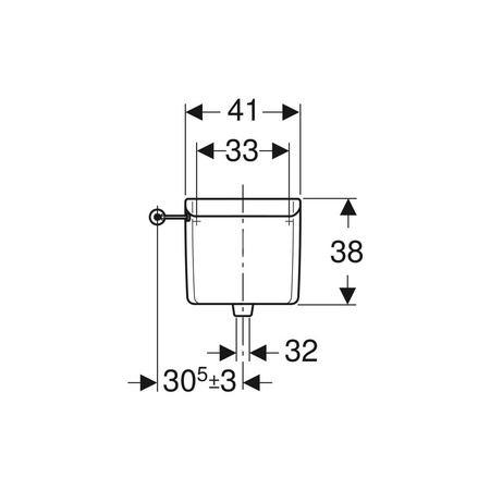 Dźwignia Geberit do systemu spłukiwania WC z pneumatycznym uruchamianiem spłukiwania, spłukiwanie dwudzielne