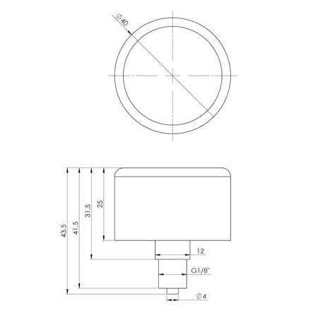 Manometr z rurką Bourdona AFRISO RF standardowy 0/10 bar G1/8B aksjalne fi 40 mm, kl. 1.6%
