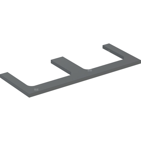 Blat pod umywalkę Geberit ONE z wycięciem, do prostokątnej umywalki nablatowej: B=119cm, Lava, Przekrój=Lewa i prawa strona, Lakierowany matowy