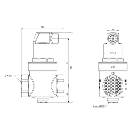 Separator powietrza AAS 281, z odpowietrznikiem automatycznym, przyłącze stałe GW G1 1/4''