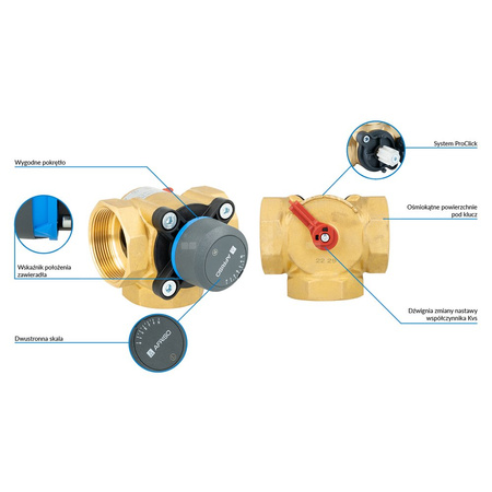 Zawór obrotowy trójdrogowy AFRISO ARV 387 Vario ProClick, mieszający, DN 50