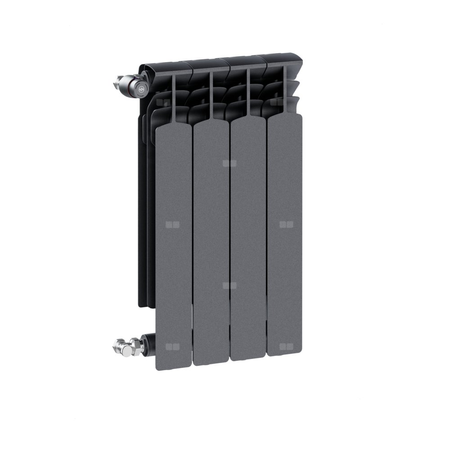 Grzejnik żeberkowy KFA Armatura G600F/4 aluminium, podłączenie boczne 672 x 322 mm, kolor grafit