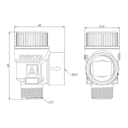 Zawór przelewowy AFRISO MS mosiądz 3 bar GZ x GW 1/2'' x 3/4''