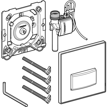 Pneumatyczny zawór spłukujący Geberit do pisuaru, ręczny, Typ 50, sand, prostokątny