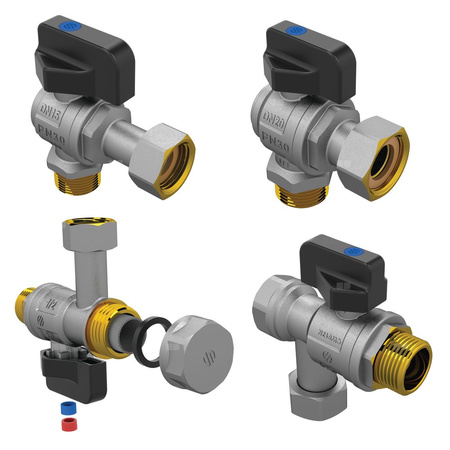 SENA Zestaw zaworów kulowych kątowych do kotłów GZ/RN z filtrem (150813 + 150814 + 150823 + 150824)