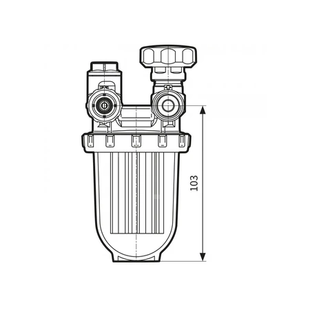 Filtr olejowy AFRISO R500St jednorurowy z powrotem fi 3/8'' x 3/8'' GW x GZ, z wkładem stalowym, maks. przepływ 250 l/h