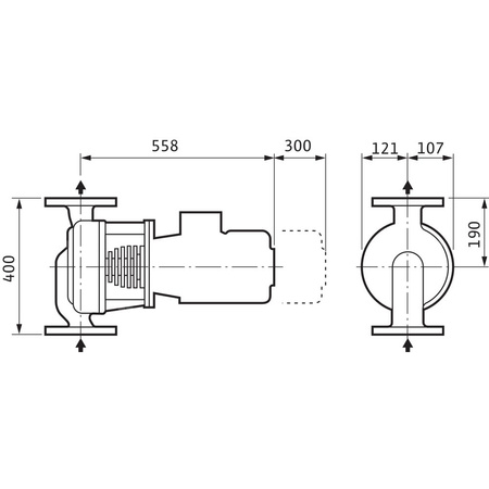 Pompa obiegowa WILO VeroLine-IPH-W 65/140-4/2-IE3 typu in-line z silnikiem znormalizowanym 50 Hz, moc silnika 4kW 7.1 A 2840 obr/min, wlot Kołnierz DN 65