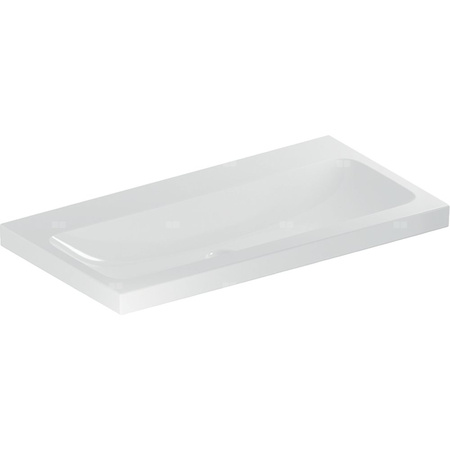 Umywalka GEBERIT iCon Light prostokątna, biała / KeraTect, 900mm, bez otworu na baterię, bez odpływu przelewowego, półka od ściany