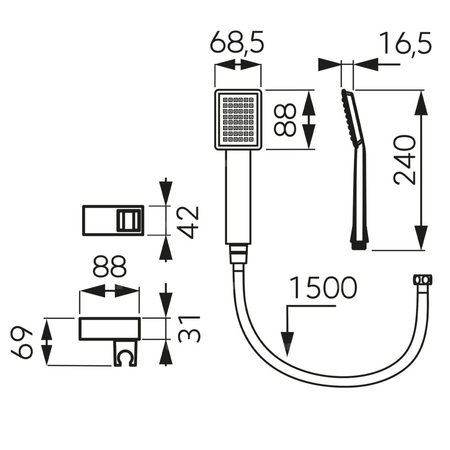 SINUS zestaw natryskowy punktowy, 1F, czarny