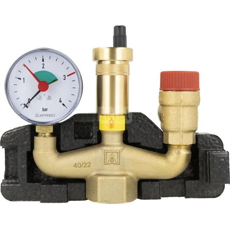 Zespół przyłączeniowy AFRISO KSG 1'' GW x GW, max. 3 bar + wskaźnik ciśnienia