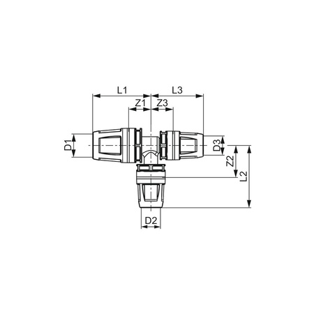 Trójnik TECE logo redukcja 90' PPSU 20 mm x 16 mm x 16 mm (końcówka wtykowa x końcówka wtykowa x końcówka wtykowa)