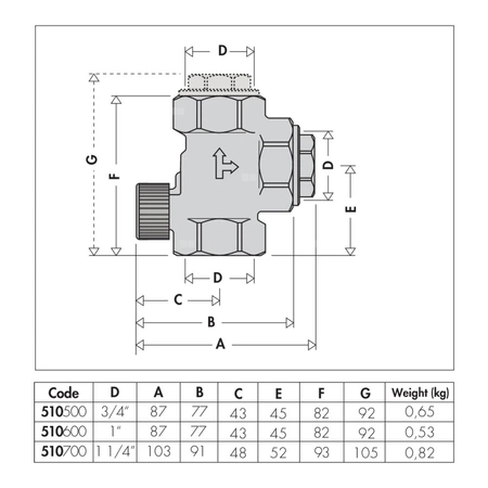 Zawór zwrotny zapobiegający cyrkulacji grawitacyjnej 1"
