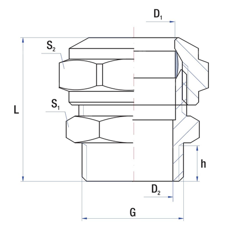 Złącze dwójnik proste RUMET zaciskowe FI 22 x GZ 1 mosiądz