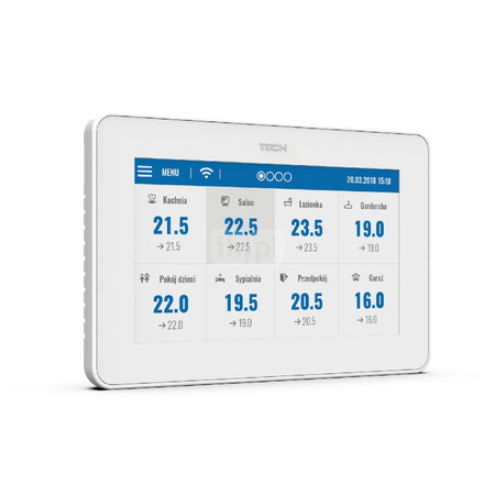 Natynkowy przewodowy panel kontrolny do listwy L-9R (montaż natynkowy, kolorowy wyświetlacz) biały, model M-9t
