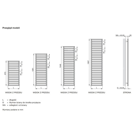 Grzejnik drabinkowy ZEHNDER Subway, wym. 1579 x 450 mm, kolor inox, moc 300W