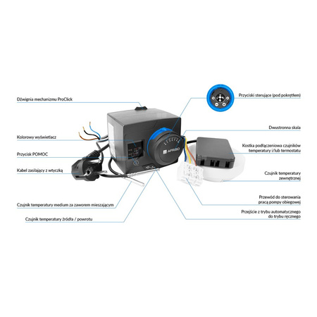 Regulator pogodowy ARC 345 ProClick, 3 czujniki, 230 V AC, z funkcją sterowania pompą