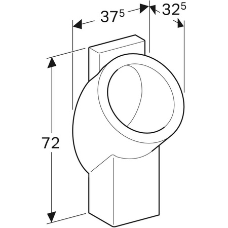 Pisuar Geberit Centaurus, tryb hybrydowy, dopływ z tyłu, odpływ do tyłu lub w dół: T=32.5cm, Odpływ=Do tyłu lub w dół, Dopływ=Z tyłu, Biały / KeraTect