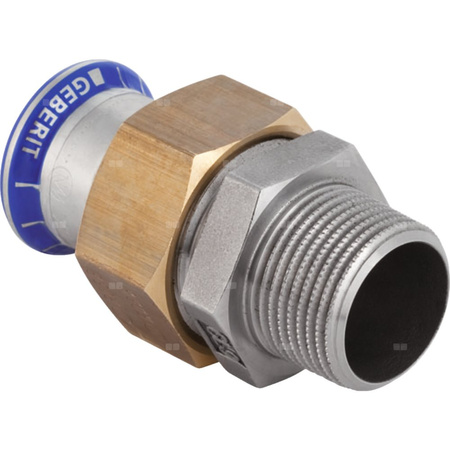 Śrubunek hydrauliczny GEBERIT Mapress Edelstahl przejściowy stal nierdzewna GZ 1 1/2'' 42 mm z pierścieniem zacinającym