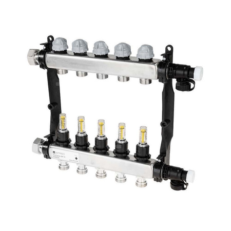 Rozdzielacz do ogrzewania podłogowego AFRISO ProCalida VA 1C 5-obieg. stal nierdzewna GZ 1'' x euroconus 3/4''