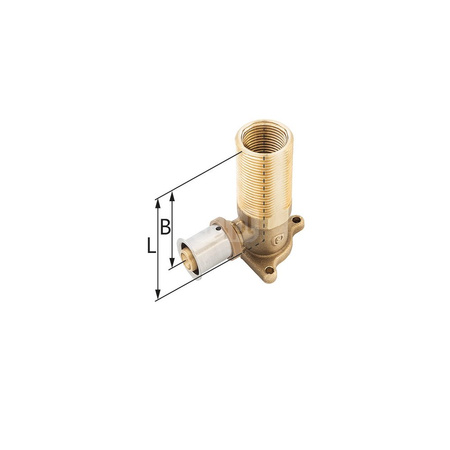 Kolano ścienne mosiężne z uszami do suchej zabudowy GZ/GW ultraPRESS - 16 G1/2" G3/4" L = 78 mm