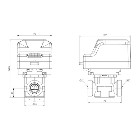 2-drogowy zawór strefowy AZV 443, DN20, G1'', Kvs 10, 230 V AC, NC