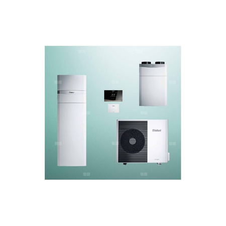 Pakiet Systemowy OZE - Pompa ciepła powietrzna powietrze-woda monoblok VAILLANT VWL 55/6A aroTHERM plus 5.4 kW 400 V + Centrala grzewcza uniTOWER VIH QW 190/6E + Moduł komunikacji internetowej VR 940f + Rekuperator entalpiczny recoVAIR VAR 360/4E + Regula