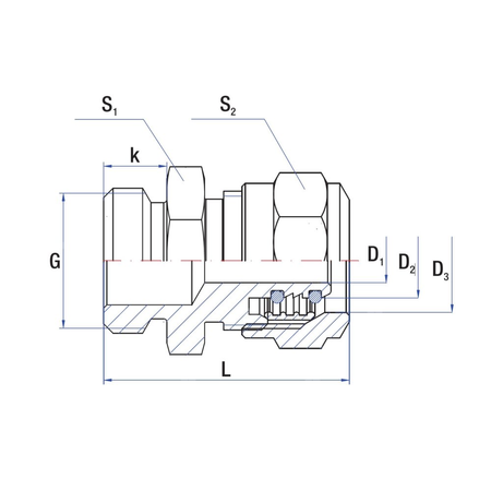 Nypel zacisk RUMET Mosiądz 1/2'' x 16 mm (GZ)