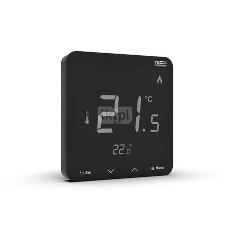 Bezprzewodowy regulator pokojowy zasilany 230V dopuszkowy czarny, model R-8pz PLUS