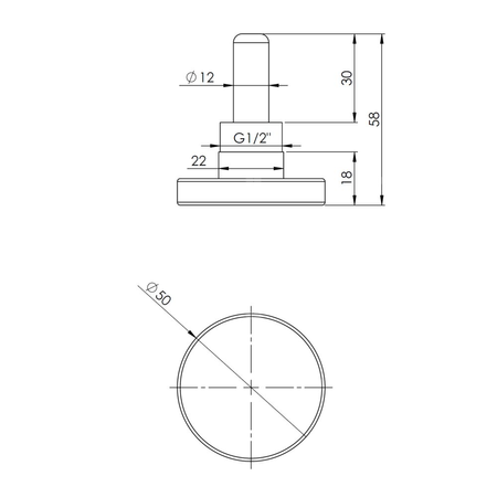 Termometr bimetaliczny AFRISO BiTh fi 50 mm 0…120'C tuleja 40 mm połączenie ax