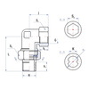 Śrubunek 90' RUMET fibra mosiądz 1/2'' x 1/2'' (GW x GZ), z uszczelką