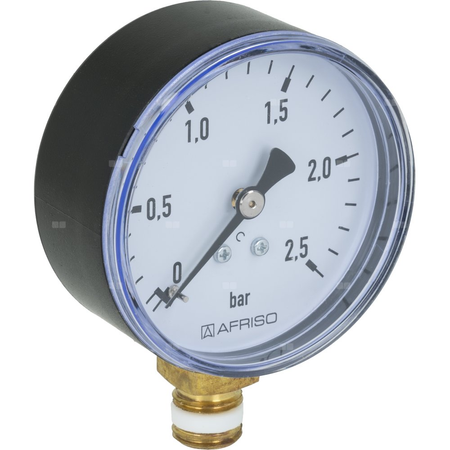 Manometr z rurką Bourdona AFRISO RF grzewczy 0/2,5 bar G1/4B radialne fi 63 mm, kl. 2.5%