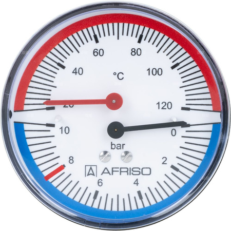 Manometr AFRISO TM aksjalne 1/4'' fi 80 mm, 0 - 10 bar, 20 - 120'C