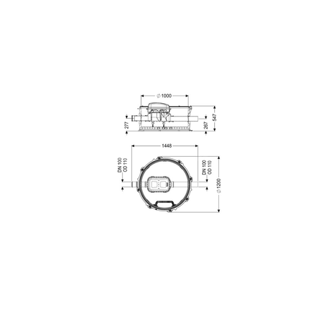 Moduł techniczny studzienki przeciwzalewowej z urządzeniem Controlfix z zamkniętą kinetą przelotową DN100