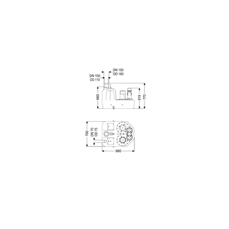 Przepompownia Aqualift XL Duo, 1400-S1, 230 V, 200 l, bez zasuwy odcinającej