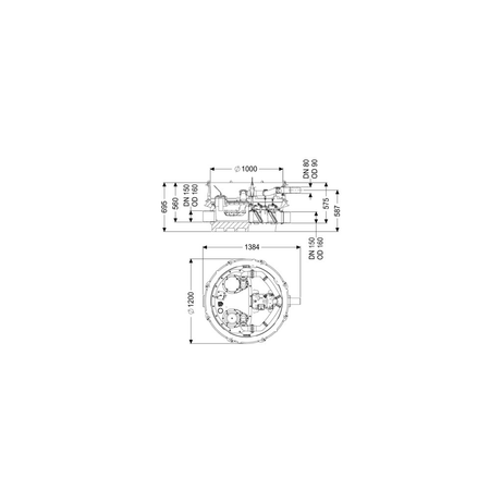 Moduł techniczny Ecolift XL Mono 230V SPF1400-S3 z automatycznymi klapami zwrotnymi do ścieków czarnych do swob. ustawienia lub połączenia ze studz.