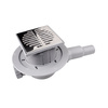 Wpust podłogowy wykonany z ABS z odpływem 40/50mm, czyszczony od góry z zaworem, kratka ze stali nierdzewnej115x115mm