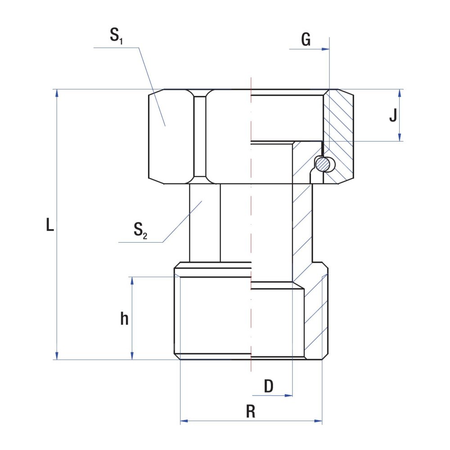 Śrubunek RUMET mosiądz 1 1/4'' x 1 1/4'' (gw x gz), 55 mm
