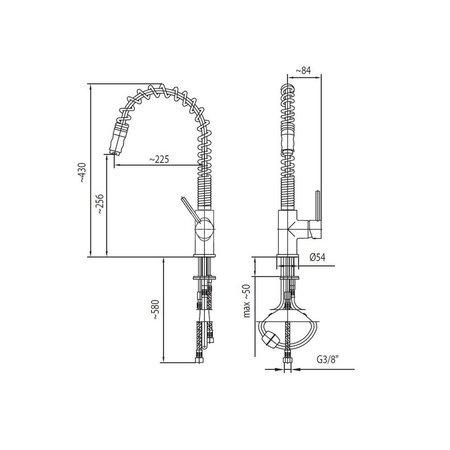 Bateria zlewozmywakowa stojąca KFA Armatura SIGMA, kolor chrom, z wyciąganym natryskiem, mosiądz
