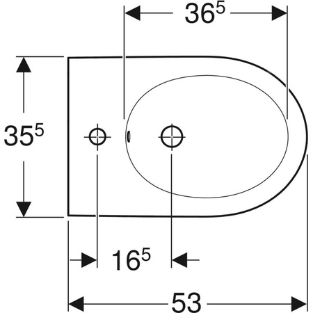 Bidet wiszący Geberit iCon, ukryte mocowania: T=53cm, Przelew=Widoczny, Biały / Matowy