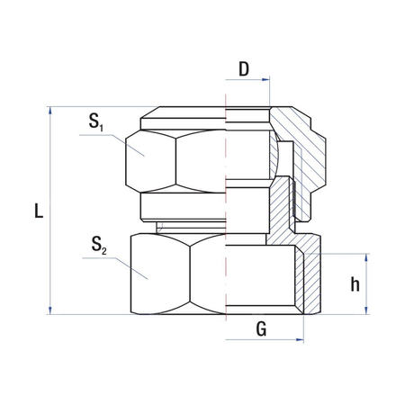 Złącze dwójnik proste RUMET zaciskowe FI 22 x GW 3/4 mosiądz