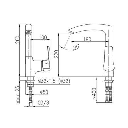 Bateria zlewozmywakowa stojąca KFA Armatura KWARC, kolor chrom, mosiądz